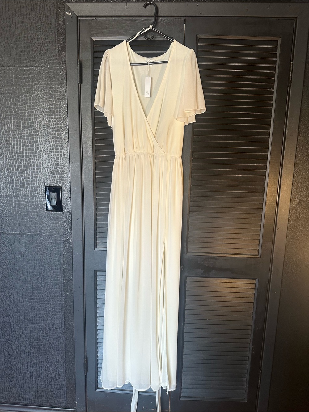 Baltic Born Cream V-Neck Flutter-Sleeve Maxi Dress